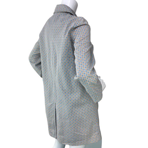 Boden Womens Size 10 Overcoat Mid Length Rain Jacket Coated Cotton Circles - Picture 7 of 16